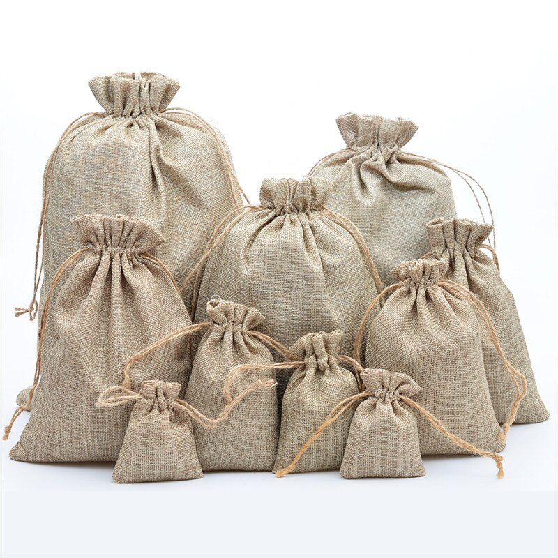 Linnen Jute Koord Zakje Kerst Halloween Bags Doos Pakketten Voor Verpakking Wedding Party Candy Tassen Bags Doos