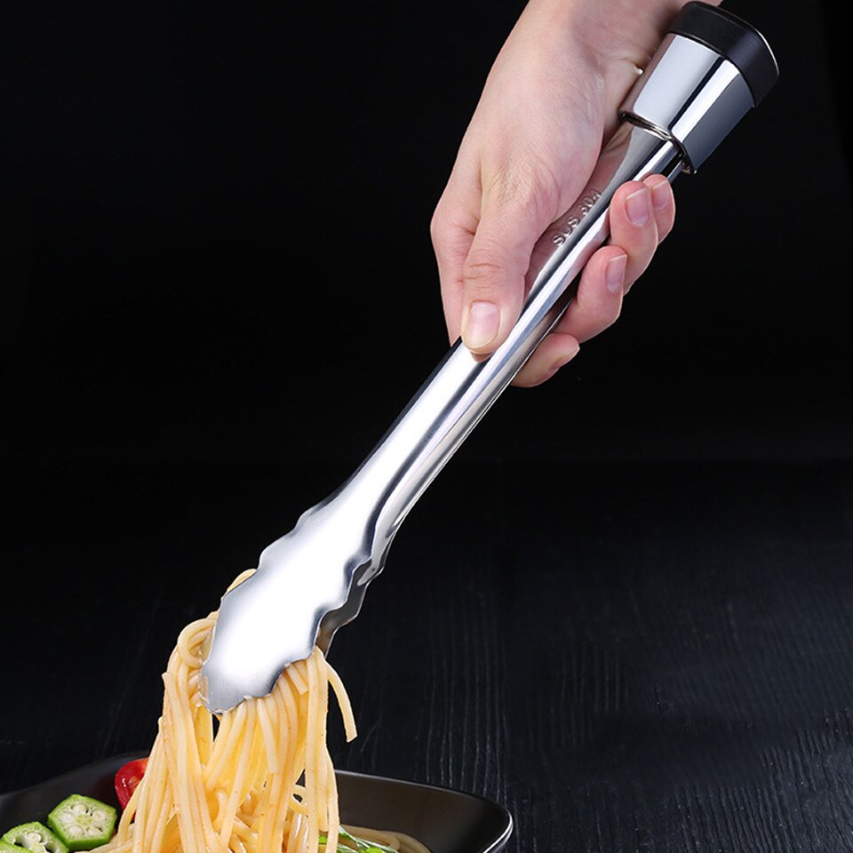 Kitchen Utensils Food Tong 304 Stainless Steel Cooking Barbecue Meat Tong Buffet Patisserie Salad Clamp Angle Adjustable Stand