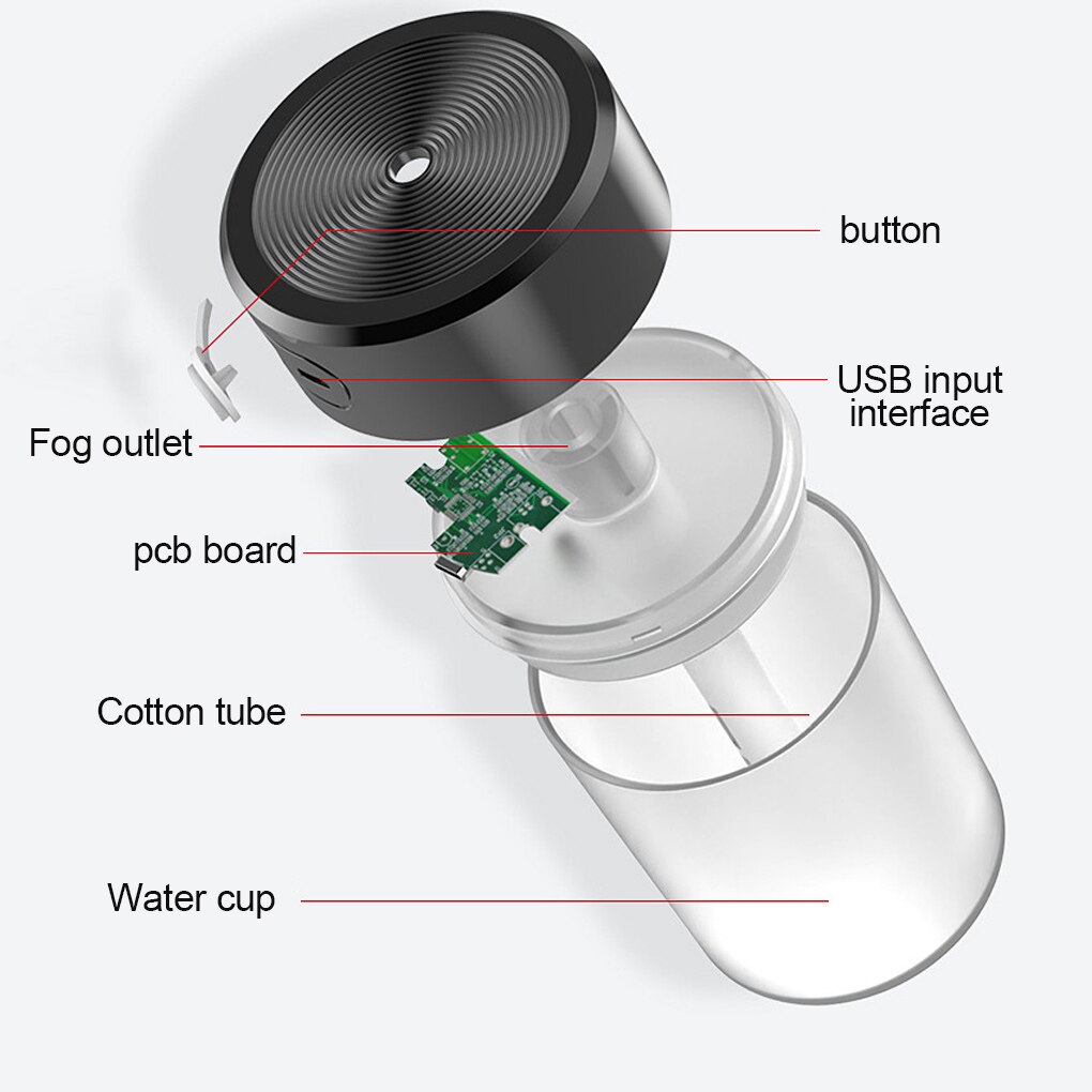 360ML Air Humidifier Ultrasonic Mini Aromatherapy Diffuser Portable Sprayer USB Essential Oil Atomizer LED Lamp For Home Car