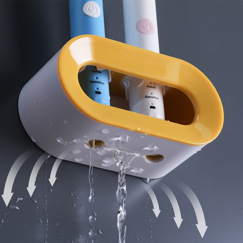 Double Hole Toothbrush Rack Wall Mounted Electric Toothbrush Holder Stand Bathroom Toothpaste Toothbrush Organizer Storage Rack