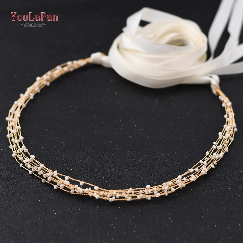 TOPQUEEN, SH28-G, cinturones de novia dorados, faja con cuentas para boda, vestido de , accesorios de boda, cinturón delgado para mujer,