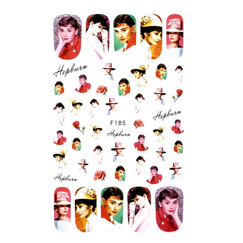 Nail Sticker DIY Retro Personality Pattern Flower Bunny Nail Decoration Sticker Marilyn Monroe Nail Sticker: 11-A140021
