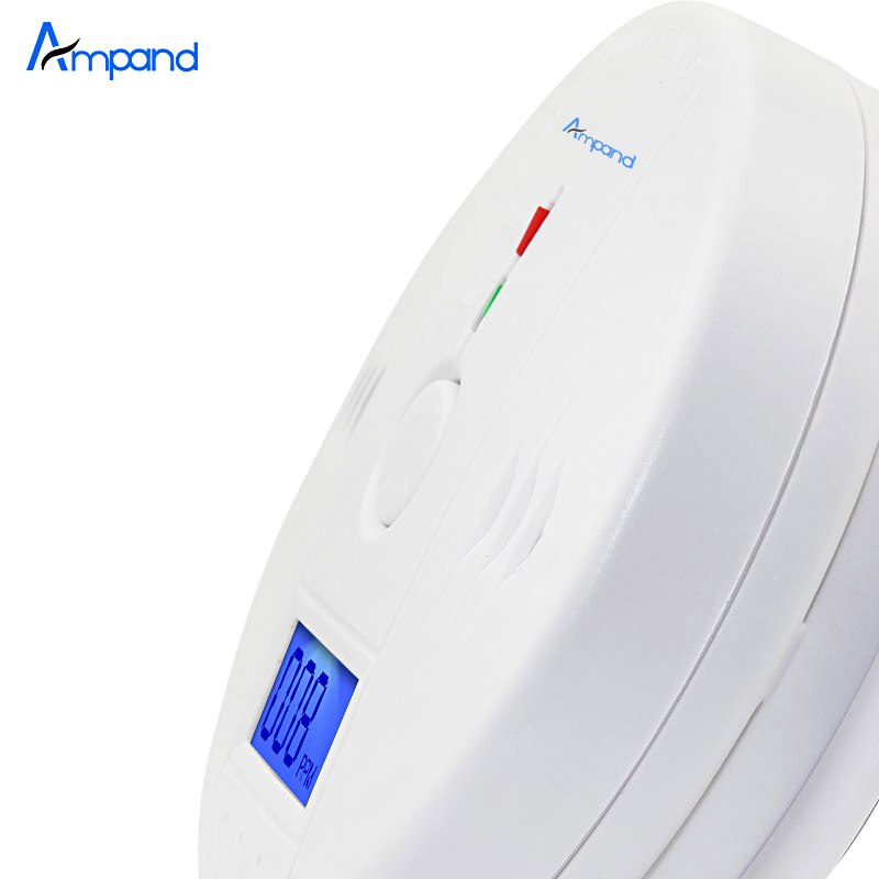 Onafhankelijke Koolmonoxide Sensor Detector Co Alarm Met Digitale Lcd-scherm En 85dB Voice Waarschuwing Battery Operated Witte