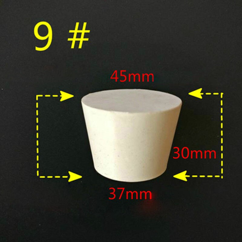 7 sizes Laboratory Rubber Plug Bungs Flask Tapered Tube Solid White Alkali-resisting Lab Push-In Sealing Plug: Style  9