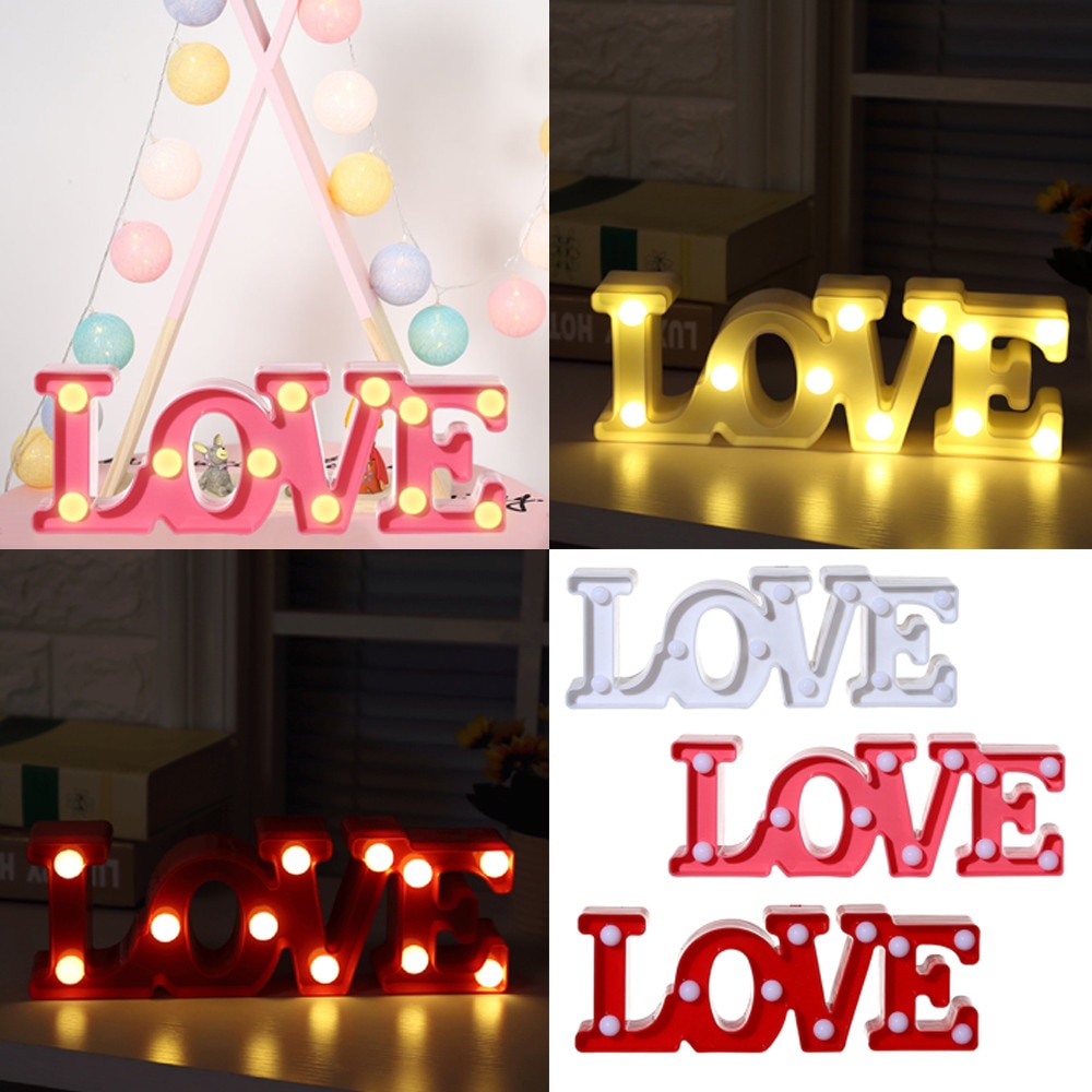 LED LOVE Light Romantic Wedding Standing Letter Lamp Lights Light Up White Plastic Valentine Love Girlfriend L4