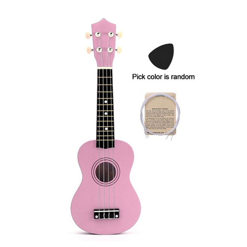 Colorful 21 inches Soprano Ukulele Basswood Nylon 4 Strings Ukulele Bag Acoustic Mini Hawaiian Guitar Bass Guitarra for Beginner: Pink