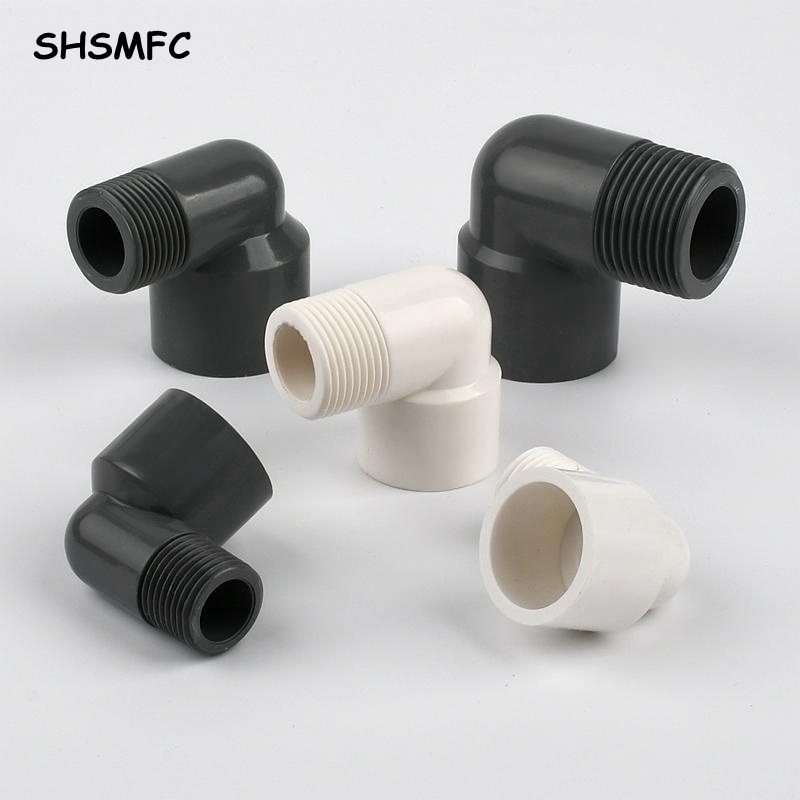 Connecteur PVC blanc 20 25 32mm à 1/2 "3/4" 1 ", réducteur égal à 90 degrés, raccord à filetage mâle, Joint coudé pour l'irrigation du jardin