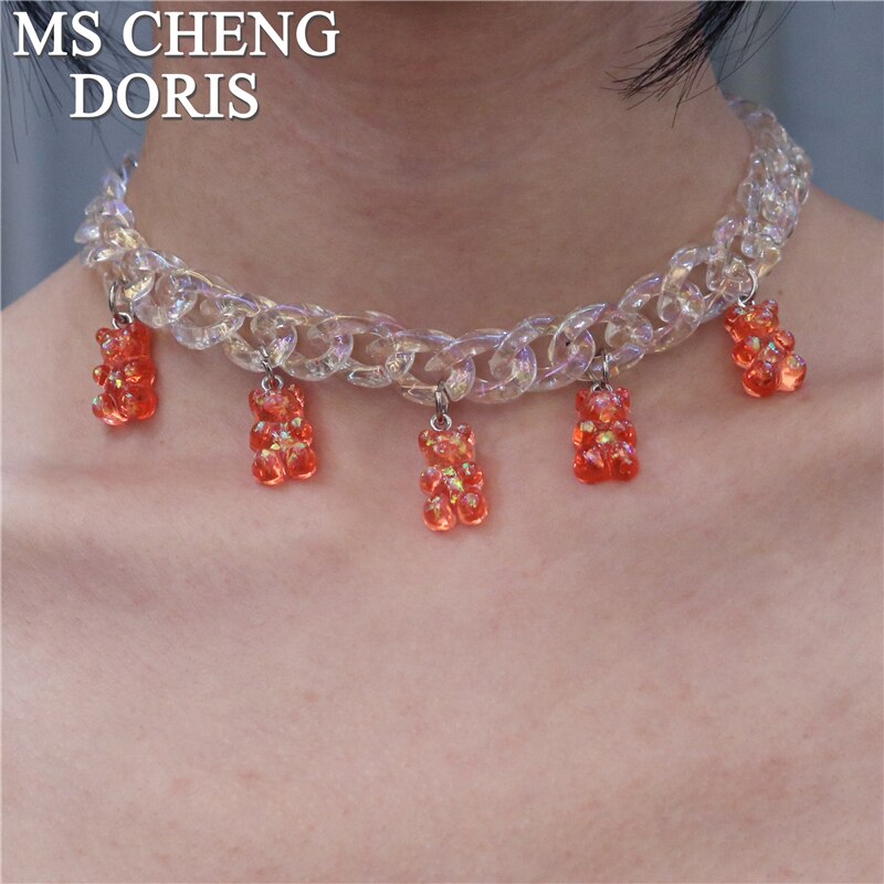 Acrylic Chain Necklace Bohemian Summer Plastic Clear Chain Collar Necklaces & Pendants Women Jewelry