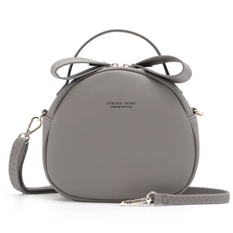 WEICHEN circulaire femmes sac à bandoulière en cuir bandoulière sacs de messager femme ronde Bolsa dames sac à main: S2 Gray