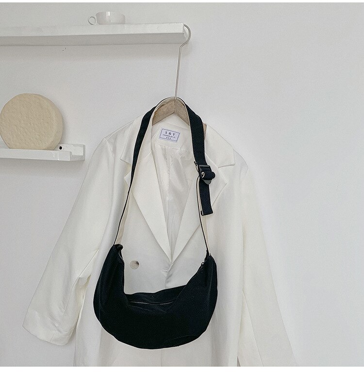 Dorywczo płótno Hobos Crossbody torby dla kobiet kluska kształt torba na ramię pani duża pojemność Tote kobieta torba duża torebka: czarny