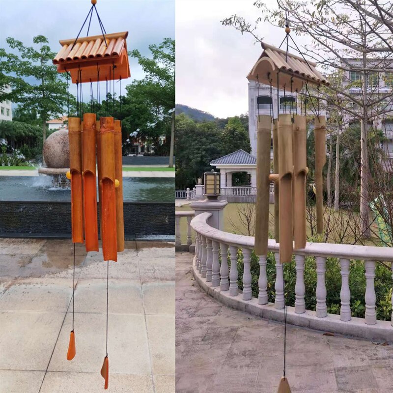Japanse Handgemaakte Bamboe Buizen Windgong Hollow Tuned Muziek Natuurlijke Ring Wind Chime Opknoping Decor Tuin Outdoor YardLA524