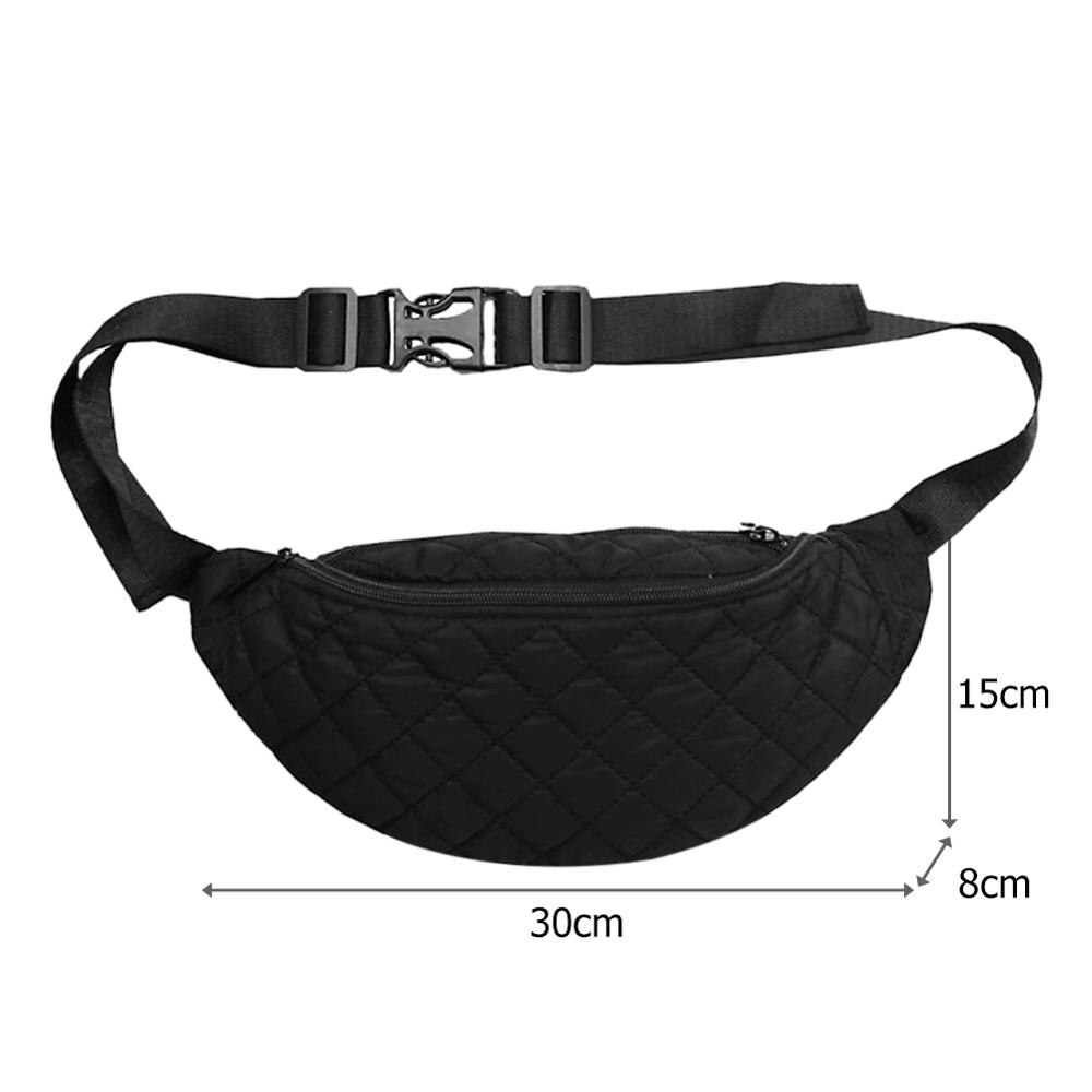 Meninas casual cor sólida treliça sacos de ombro feminino cintura preta fanny belt packs náilon zíper peito crossbody sacos