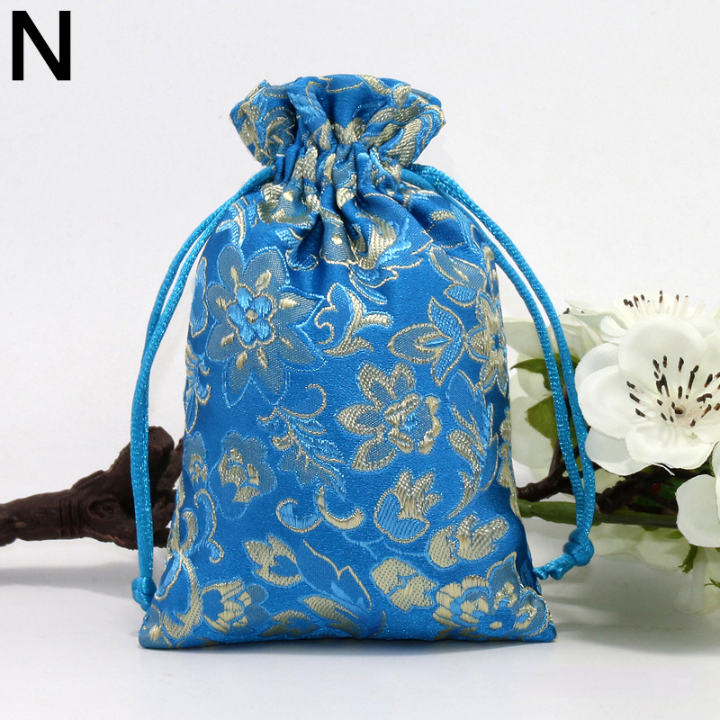 Zijde Sieraden Opbergtas Pouch Tas Kleine Satijnen Portemonnee Chinese Brocade Geborduurde Trekkoord Bag Voor Ring Sieraden: N