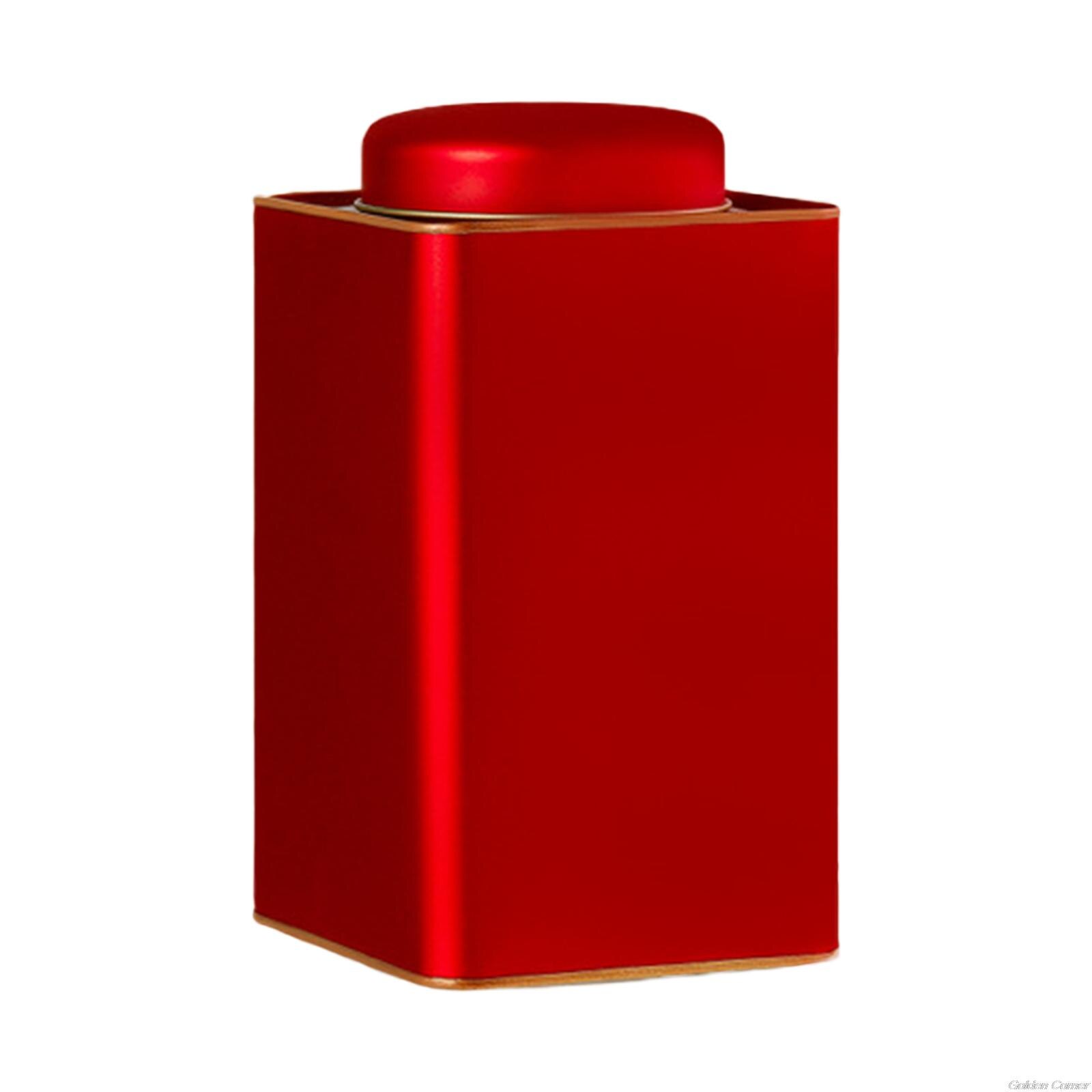 Metal Tinplate Box Square Tea Jar Container Green Tea Storage Box Cans for Food Coffee Herb Candy Chocolate Sugar Spices M21 22: -R02