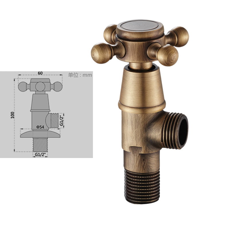 Valvola triangolare in ottone antico 1/2 &quot;valvole di controllo dell&#39;acqua filettate maschio accessori per il bagno della valvola di arresto dell&#39;angolo del bagno