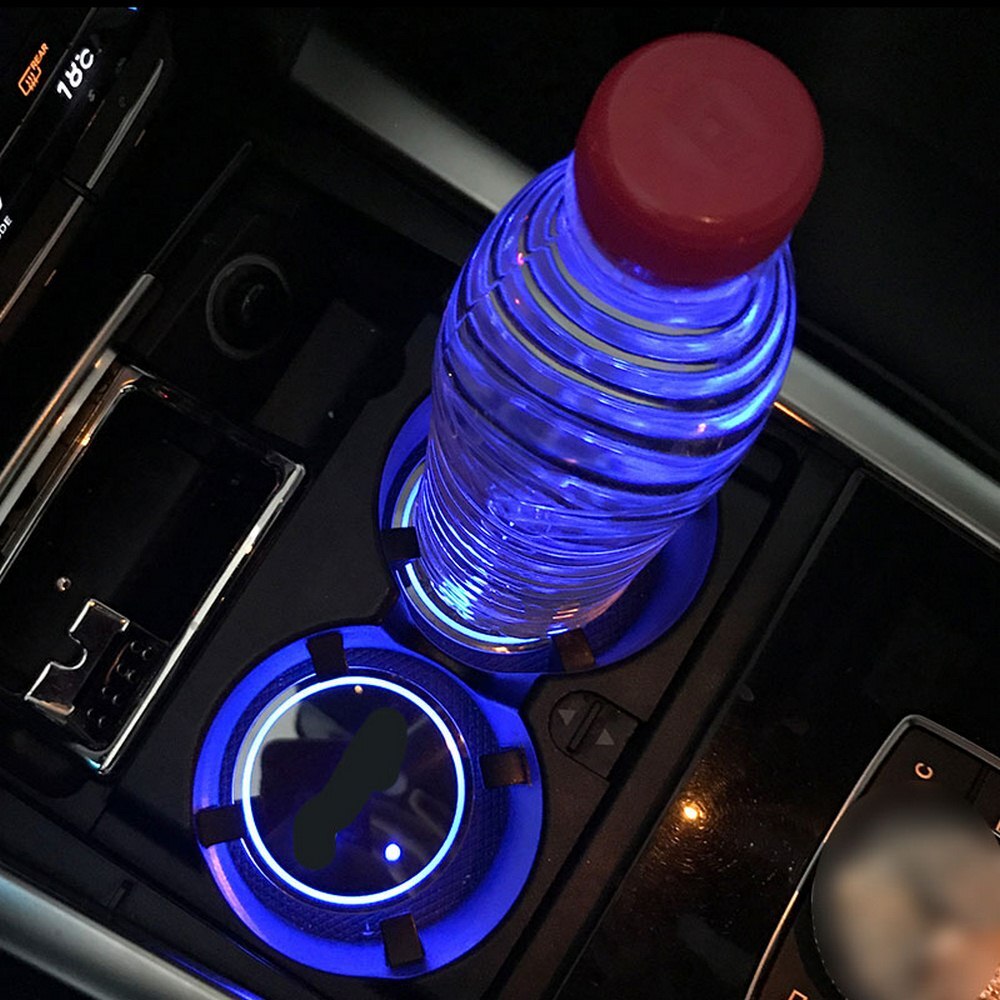 2x bil ledet lys kopholder automotive interiør usb farverige atmosfære lys lampe drikke holder anti-slip mat auto produkter