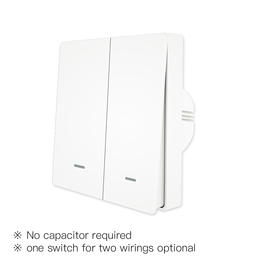 MoesHouse-interruptor de luz inteligente Tuya ZigBee, sin cable neutro, sin condensador, vida inteligente, 2/3 vías, funciona con Alexa y Google Home: Verde claro