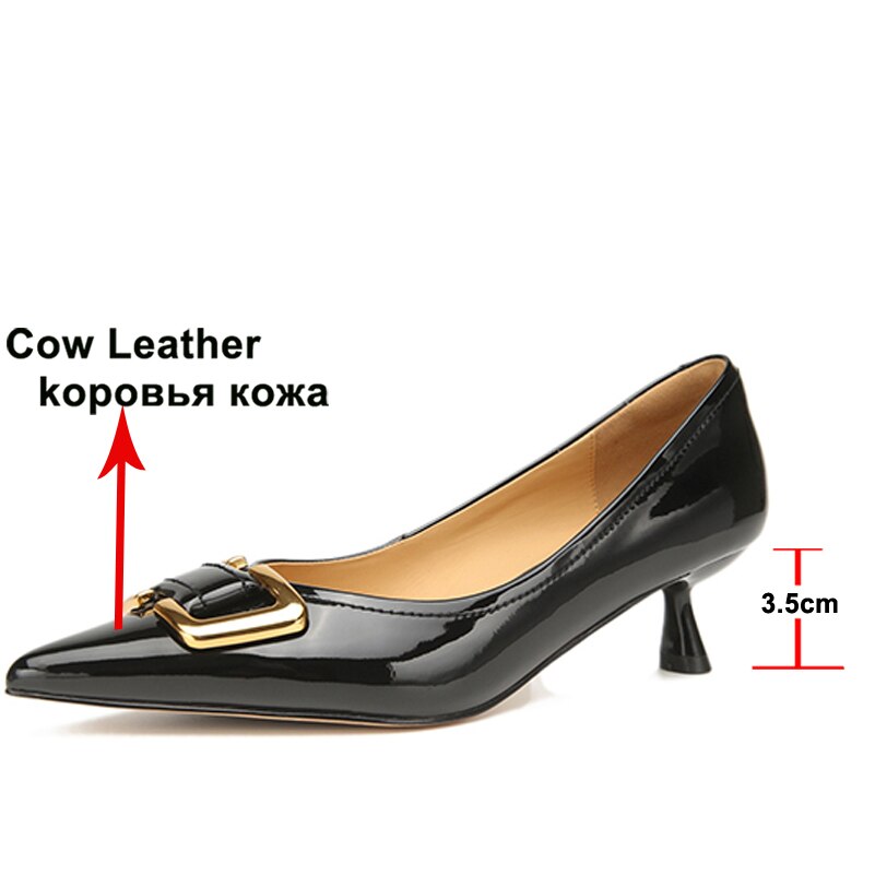 Meotina – chaussures en cuir véritable pour femmes, escarpins à bout pointu et à talons fins, décoration en métal, talon moyen , chaussures de printemps Caramel