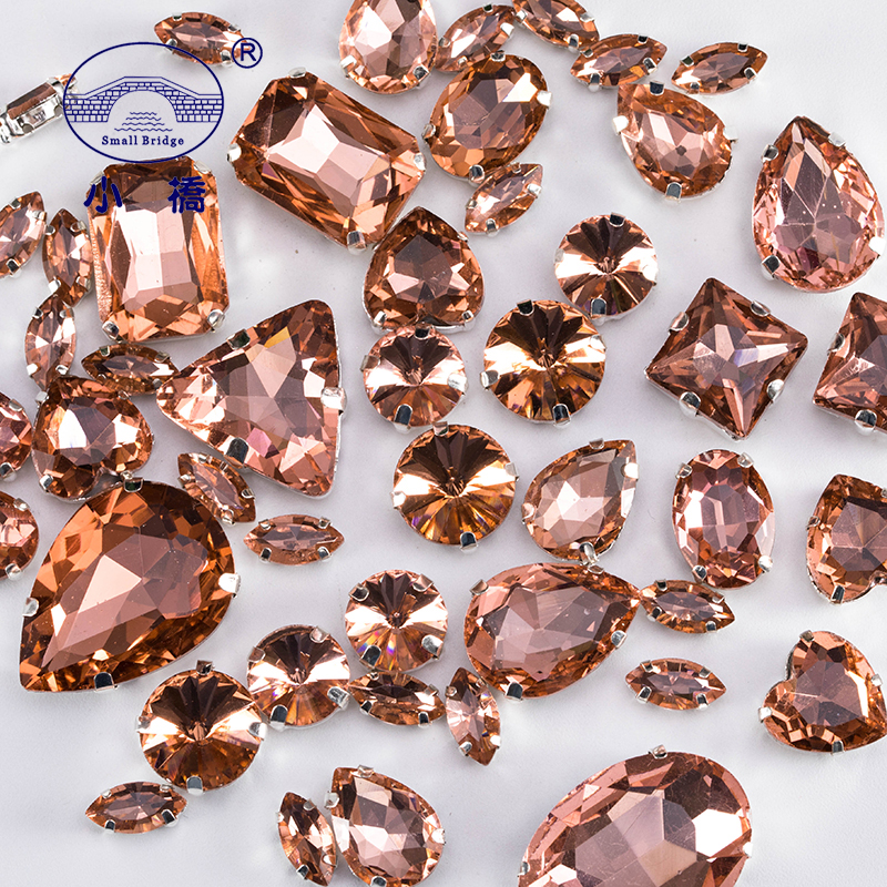 Glitter Gemengde Vorm Glas Steentjes Voor Kleding Roze Plaksteen Craft Edelstenen Kristal Naai Strass Met Klauw 50 stks/pak S048: Antiek Zilver