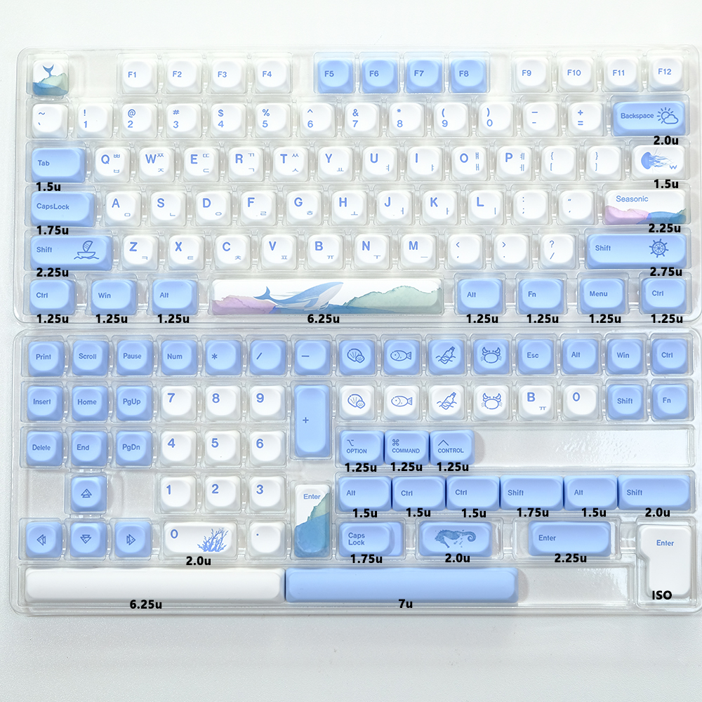 Kbdiy koa profil japanische ozean wal tasten kappen pbt mechanische tastatur tasten kappen russisch koreanisch 135 tasten kappen kunden spezifisch für mx schalter: Marine Blau