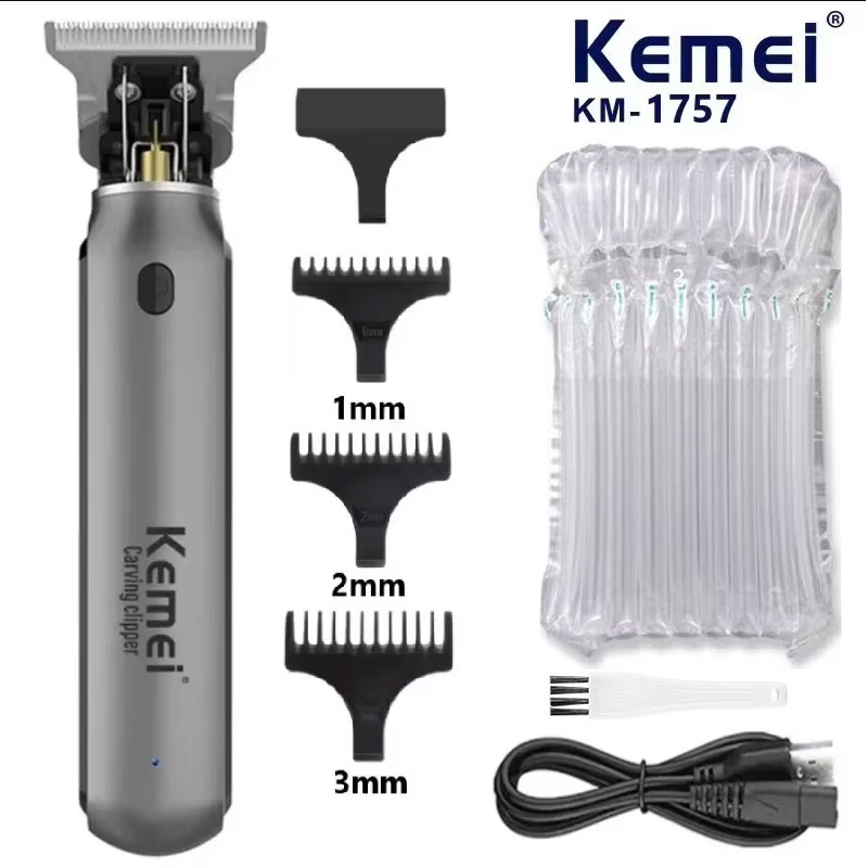 KEMEI Elektrische T9 Haarschneidemaschine Herren Haarschneidemaschine Professioneller Haarschneider Bart Wiederaufladbarer Ölkopf Trimer KM-1757: Schwarz