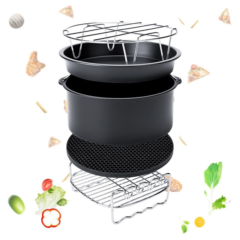 5 Stks/set 7 Inch Ronde Lucht Friteuse Multifunctionele Pizza Pot Rack Bakken Isolatie Pad Rack Pad Thuis Keuken air Friteuse Accessoires