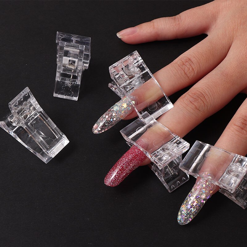 BUKAKI 5 pièces Pinces À Ongles pour Poly Gel Rapide Bâtiment 12 pièces Ongles Formes Poly Gel Kit Ongles Extension D'art Manucure Outils Ensemble