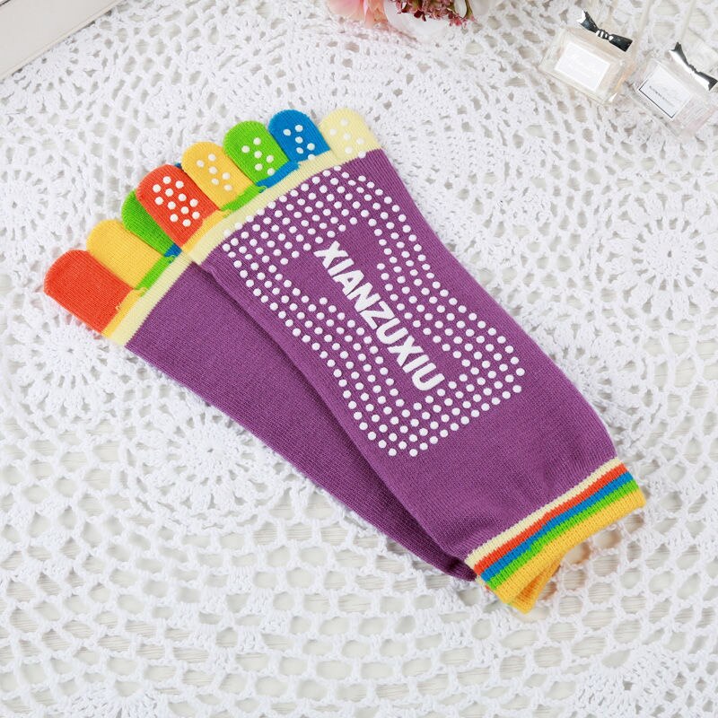 Women&#39;s Five Fingers Cotton Socks 5 Pairs/Lot Colorful Funny Toe Socks Ladies Breathable Anti-skid Pilates Massage Socks