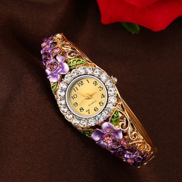 Womens Watch Women Quartz Luxury Crystal Flower Bracelet Watch Women Watches Top Brand Luxury Luxury Diamond