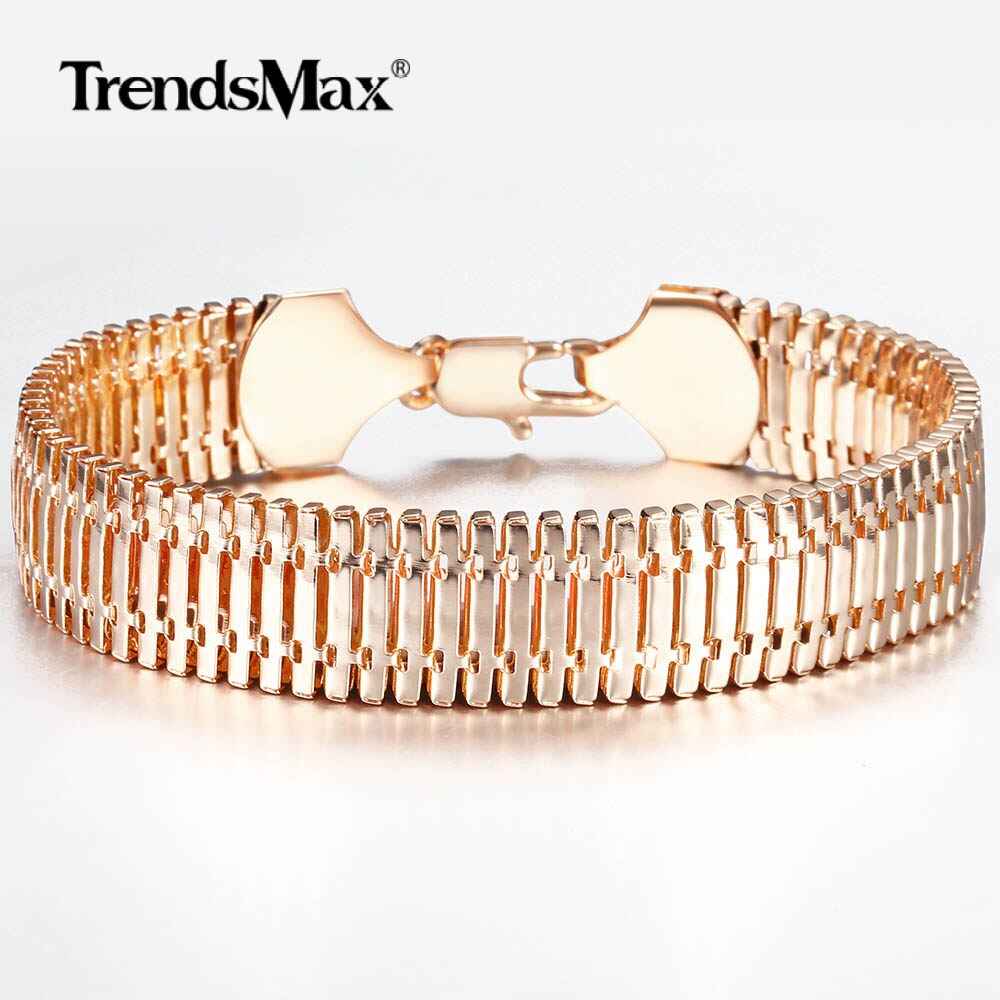 14mm 585 rosa ouro bangle para meninas feminino espinha de peixe cobra flexível corrente pulseira jóias aniversário festa presentes natal cb31