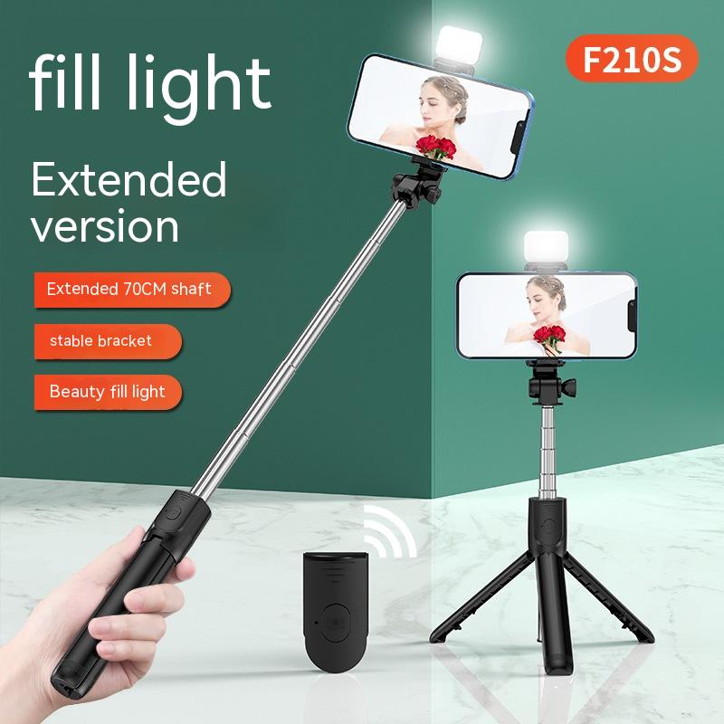 Selfie Stick per selfie con treppiede portatile espandibile tutto in uno per iPhone con telecomando con telecomando wireless BT staccabile compatibile: Black