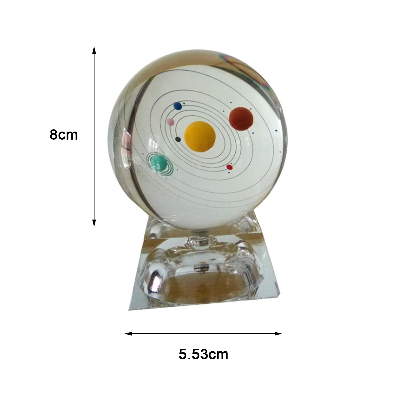 3d Crystal Ball With Solar System Model And Led Lamp Base- Clear 80mm (3.15 In) Home Deco Crystal Craft Sphere Ornament