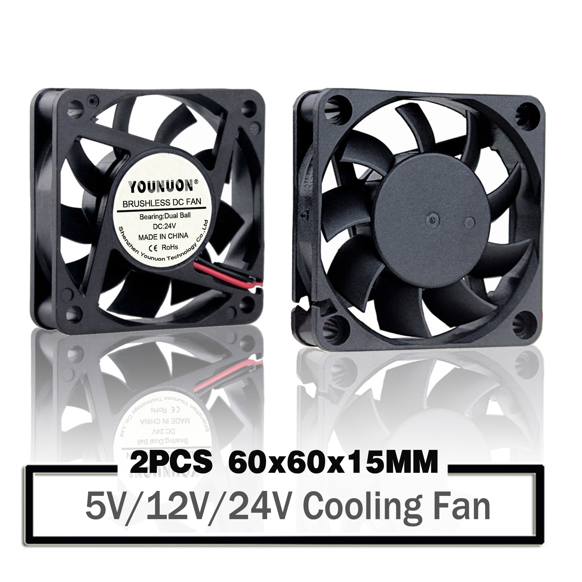2 kpl 60mm 6015 5v 12v 24v harjaton usb 2 pin 3 pin dc jäähdytystuuletin 60 x 60 x 15mm 6015 6cm pc pc cpu kotelon jäähdytykseen