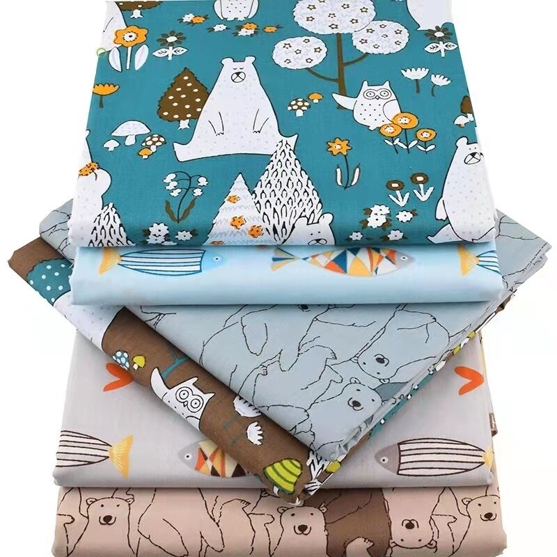 100% tecido de algodão dos desenhos animados algodão retalhos pano diy costura estofando quartos de gordura material para o bebê & criança 6 peças: 50x50cm / 6