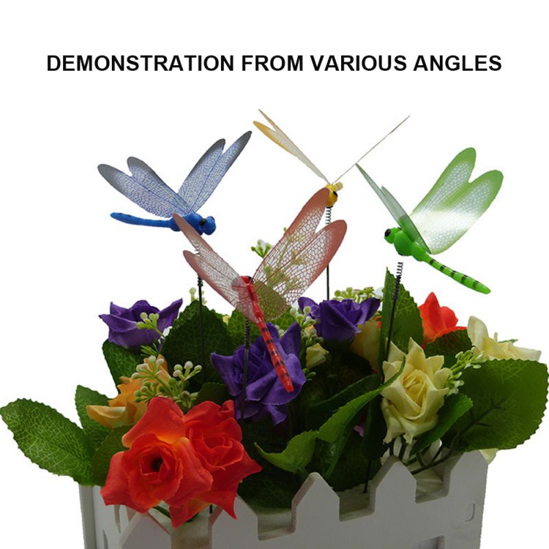 3D Dragonfly Garden Decoration Durable Artificial Dragonfly Garden Decoration Plant Lawn Decoration Outdoor ( 10pcs/Bag)