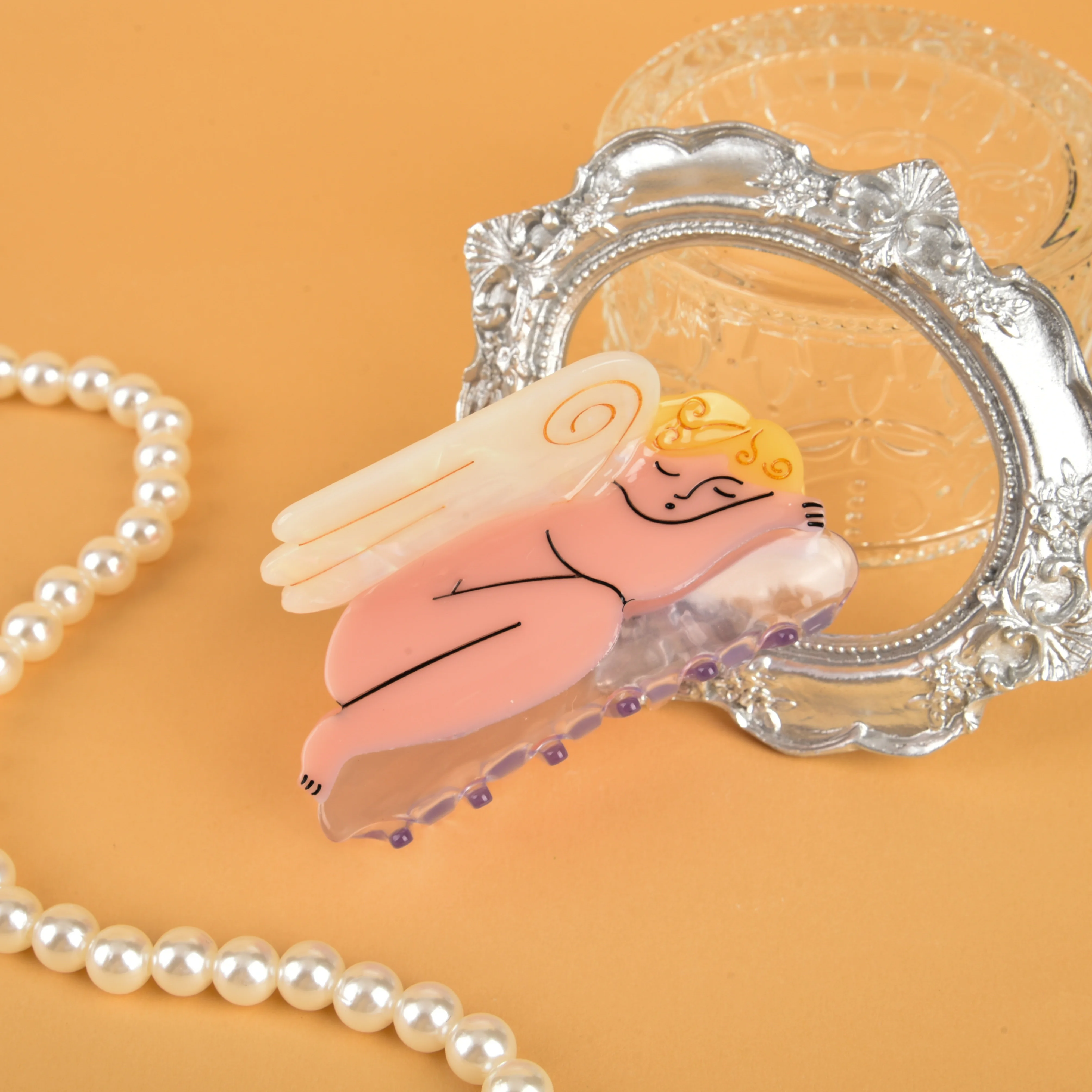 YHJ Angels Sun Hair Claw Unique Acetate Claw Clip Flower Bottle Crab Hair Clips Valentine Hair Accessories for Women: Yellow