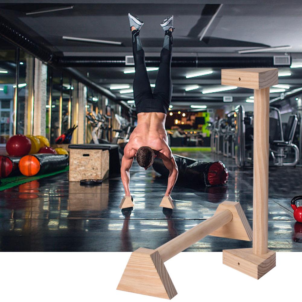 Fitness Push-Up Stands Bars Sport Gym Exercise Training Chest H Shaped Double Rod Wooden Calisthenics Handstand Parallel Bar
