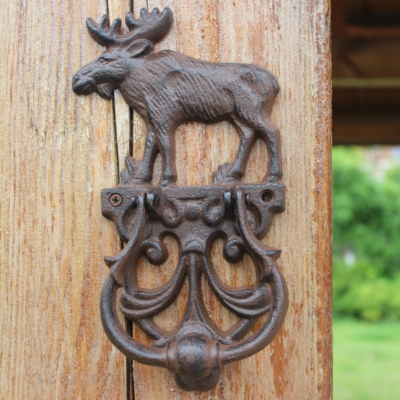 Jd dekoration banke håndværk elg knocker støbejern europæisk vintage hjem dør alle antikke håndtag haven