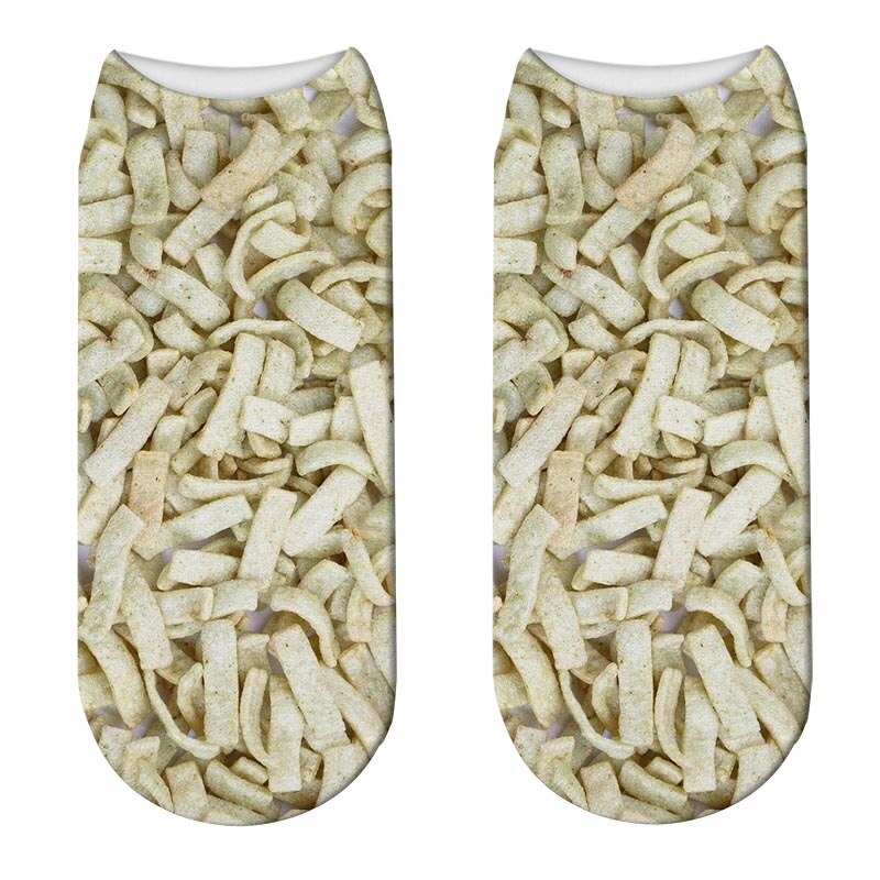 nourriture frites imprimer 3D chaussettes femmes Kawaii drôle pop-corn chaussettes courtes Licorne enfants filles mignon pommes de terre Chips Calcetines chaussette: 1