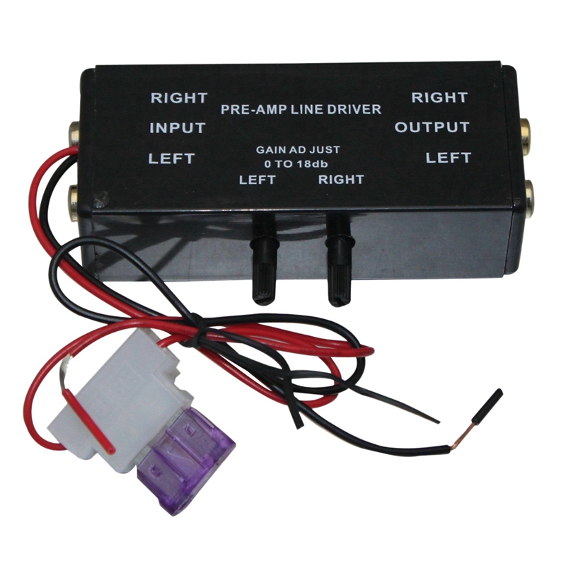 Black Rca Input/Output Adjustable Pac Turbo 1 Line Driver Signal Amplifier Booster Adapter for Car Boat