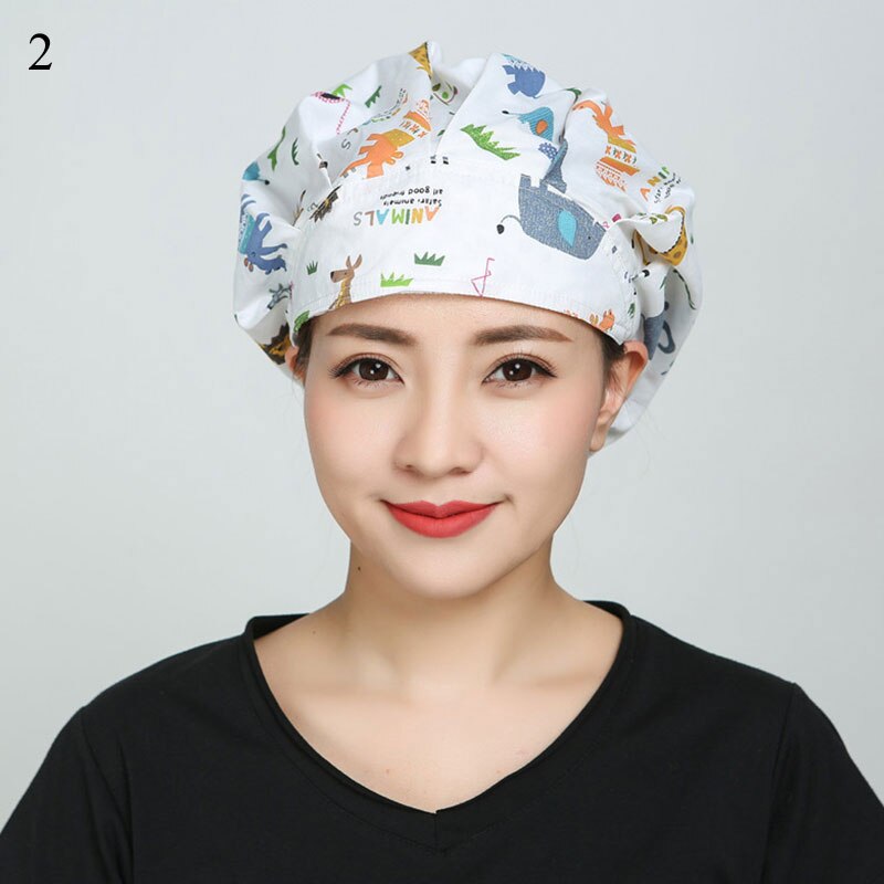 Unisex Chef Hat Printing Housework Cap Canteen Restaurant kitchen Food Service Bakery Work Hat Female Chef Catering Hats: 2