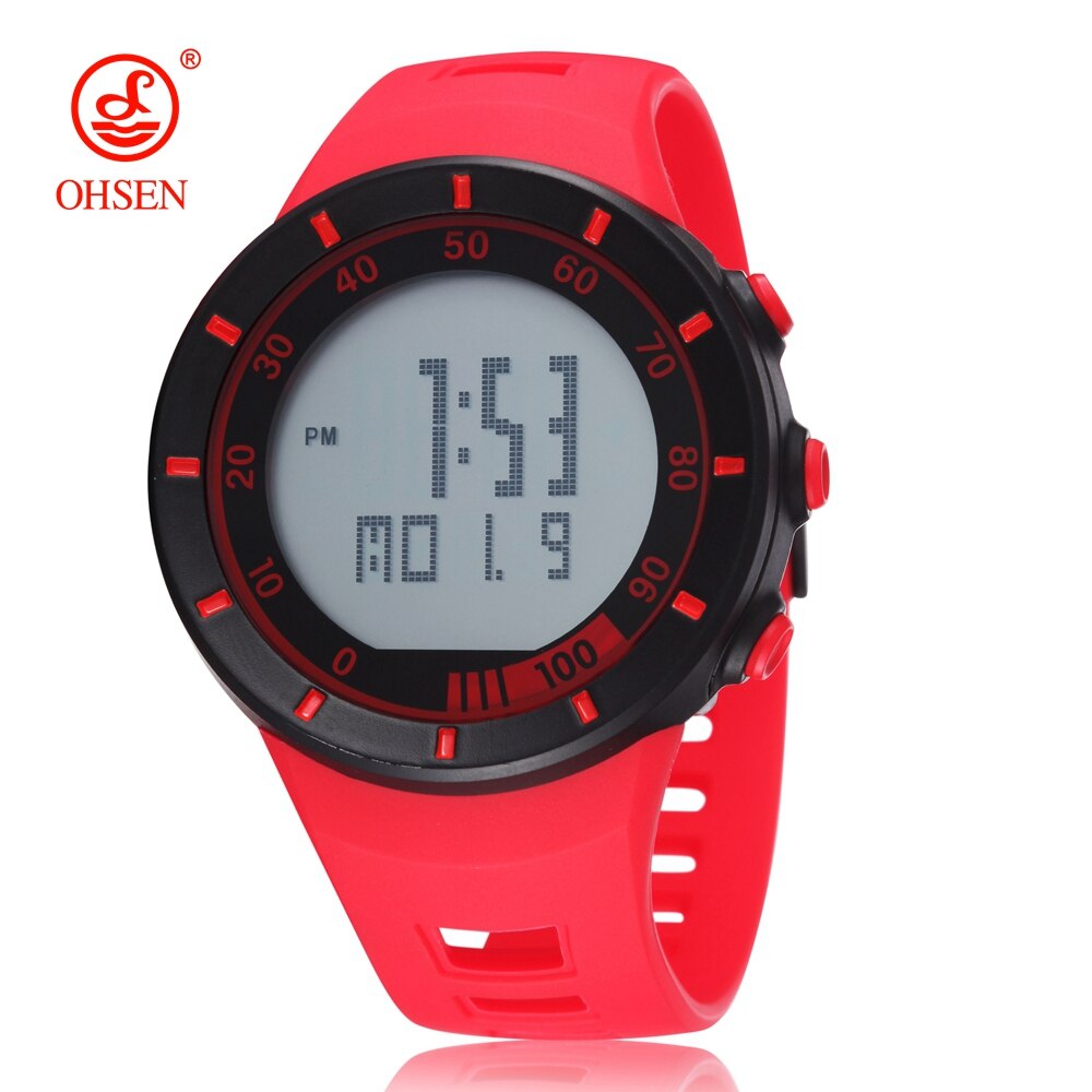 Digital Women Watches reloj mujer Yellow Waterproof Sport Lady Watch Electronic Silicone Couple Wrist Watch For Lover: Red Watch