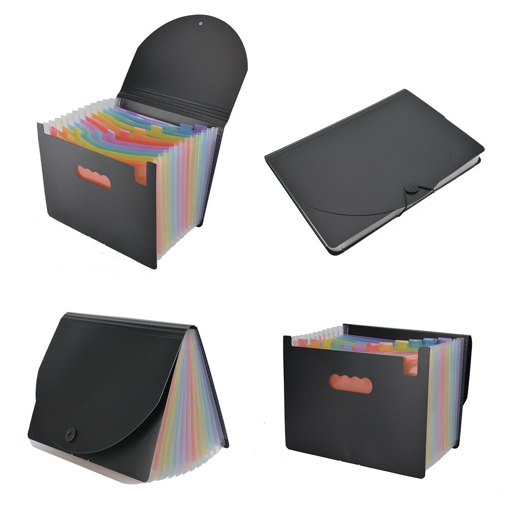 24Pockets Office Expanding File Box A4 Folder Document Organiser With Flip Cover Business File Office Supplies Student File Bags