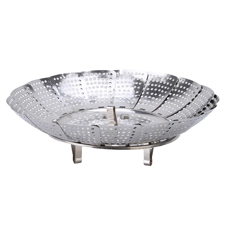Pliant en acier inoxydable alimentaire vapeur légumes fruits panier à nourriture maille panier à vapeur ustensiles de cuisine pour la cuisson vapeur Dia.21/26/28cm: Size S 21CM