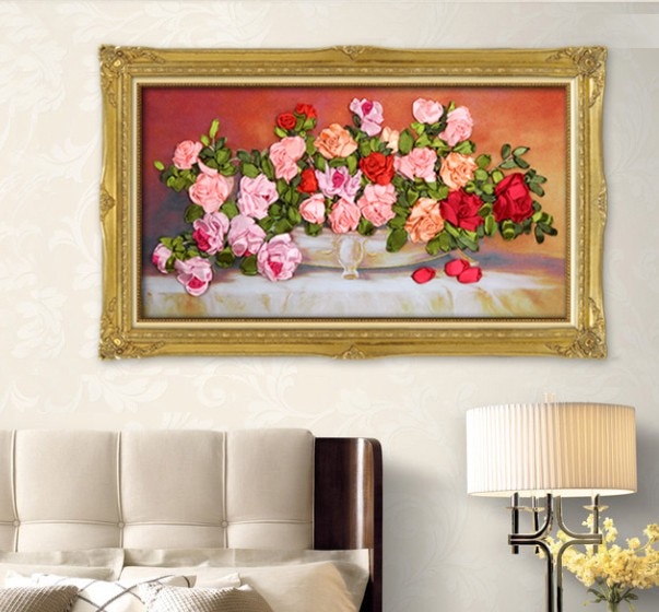 3D rose bloem Lint borduren kit bloem huis leuke cartoon foto set handwerk kit DIY handgemaakte handwerken art home decor
