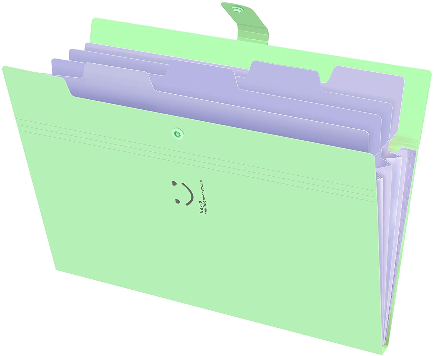 Expanding File Folders 5 Pockets Document Organizer A4 Letter Size Plastic File Folder with Labels Document Holder: Green