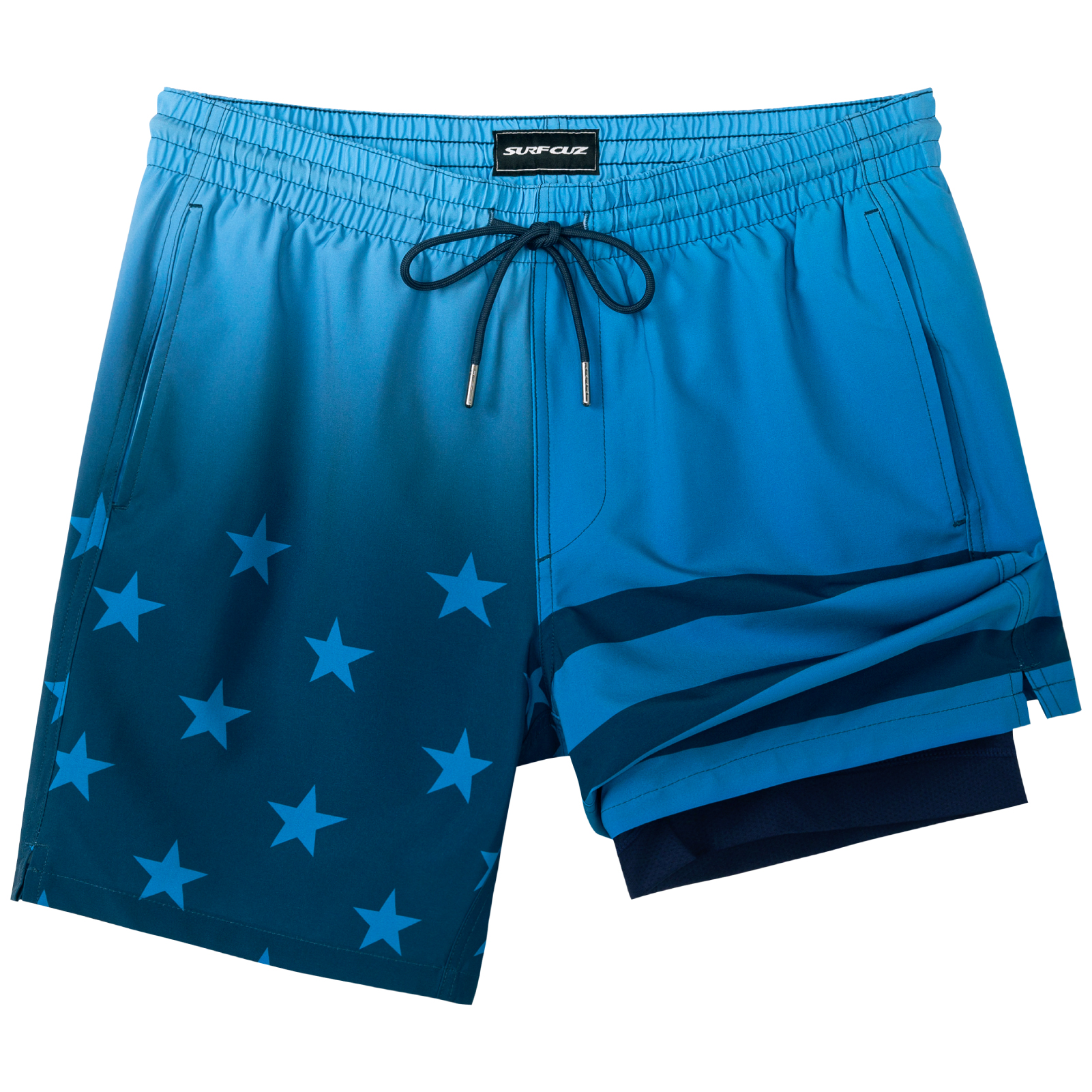 SURF CUZ Mens Swim Trunks with Compression Liner Quick Dry Swim Shorts 7" Swimming Trunks Stretch Bathing Suit Boardshorts: XL / Red