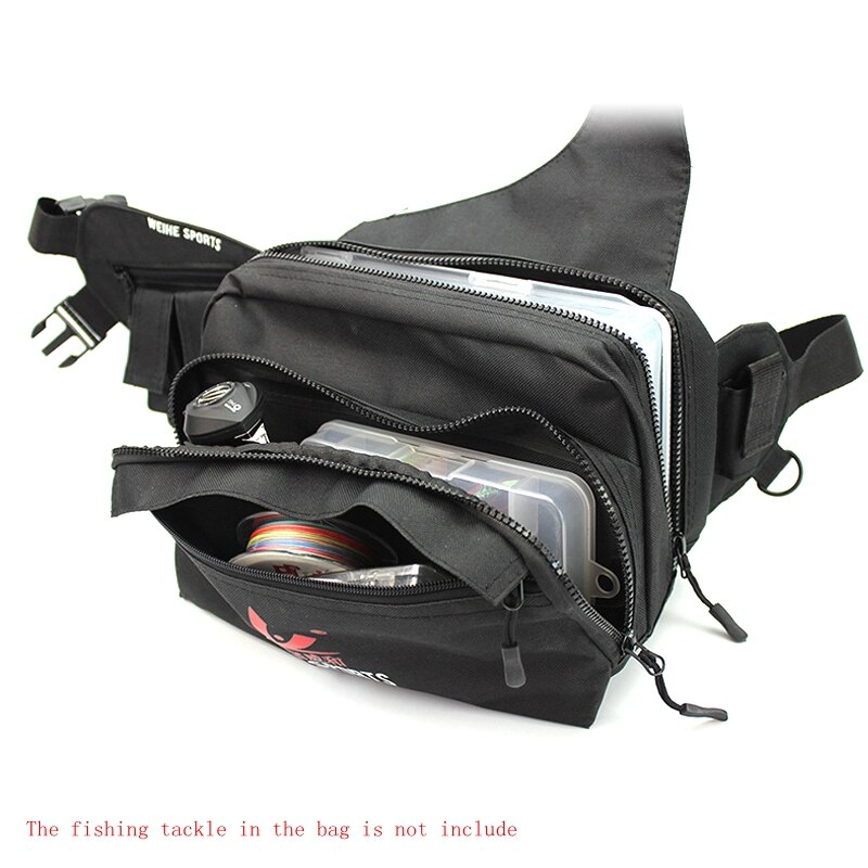 Nylon Waterproof 3-Layer Fishing Bag Multifunctional Messenger Waist Bag Waterproof Fishing Lure Reel Line Tackle Storage Bag