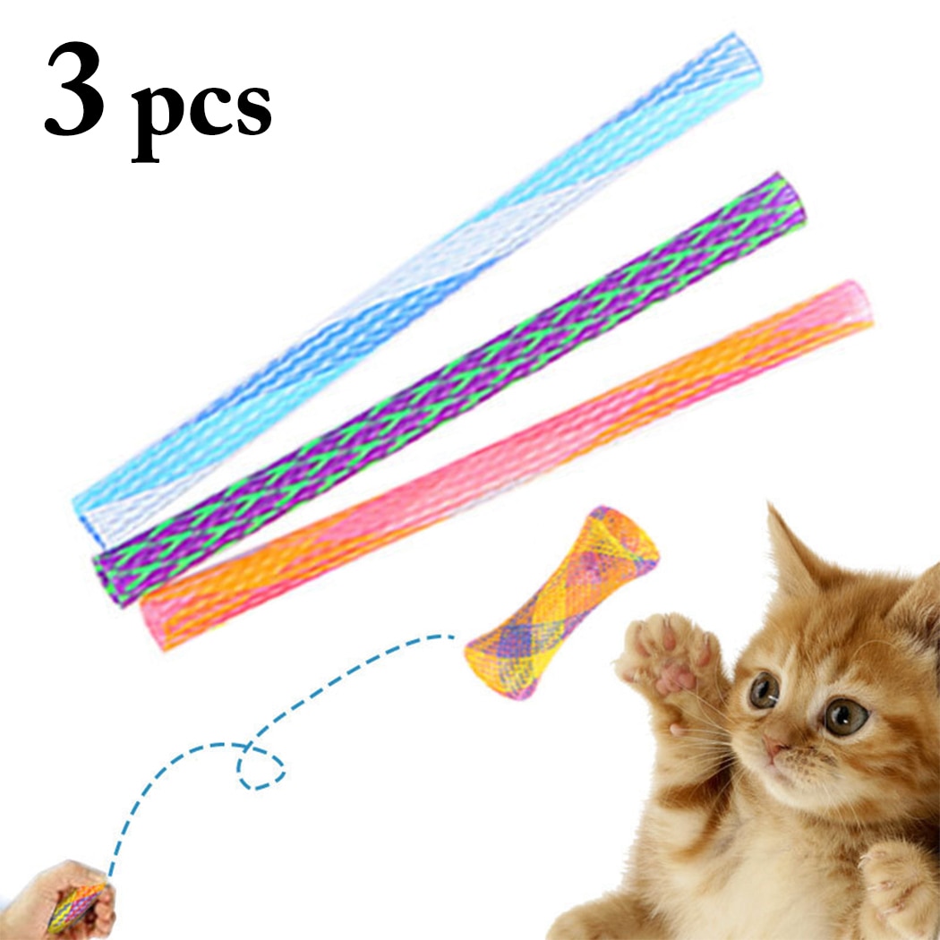 3pcs Freely Folding Spring Shape Cat Bouncing Toy Good Elasticity Pet Funny Playing Toys Supplies Cat Interactive Toy Cat Teaser