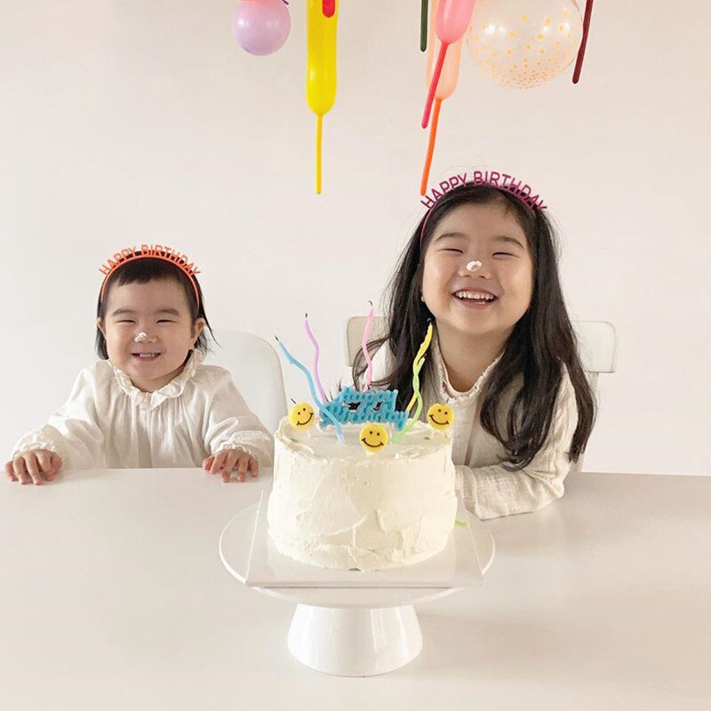 Diadema de feliz cumpleaños para niña, sombrero colorido para de cumpleaños, Macaron, 6 unids/paquete